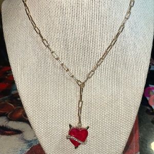Betsey Johnson Gold Tone Paper Clip Heart Pendant